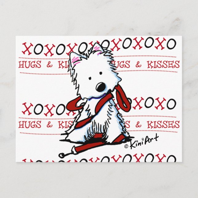 Cartão postal Westie de Hugs & Kisses (Frente)