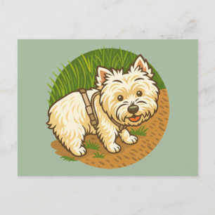 Cartão Postal Westie feliz na Trilha da Natureza