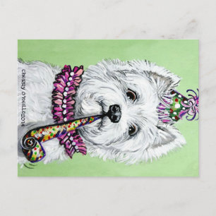 Cartão Postal Westie Festa de aniversário
