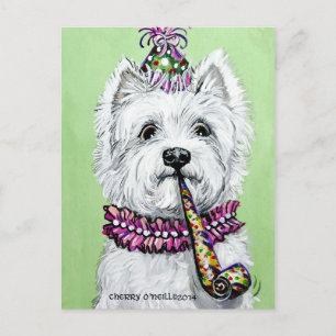 Cartão Postal Westie Festa de aniversário