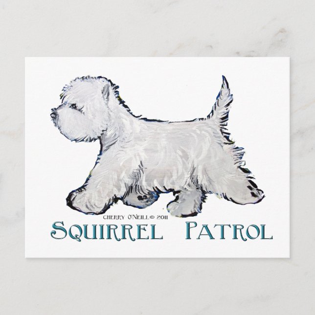 Cartão Postal Westie Squirrel Patrol (Frente)