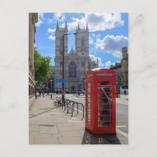Cartão Postal Westminster Abbey e Red Phone London Cartão-postal