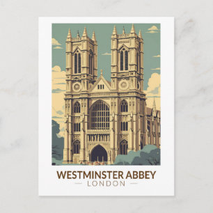 Cartão Postal Westminster Abbey England Viagem Art Vintage