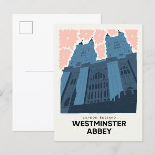 Cartão Postal Westminster Abbey London viagem floral da Inglater