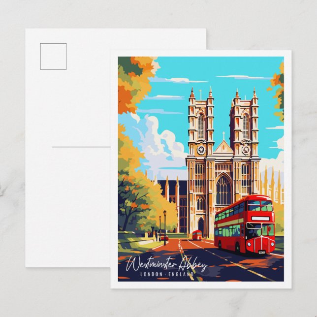 Cartão Postal Westminster Abbey London - viagens vintage Inglate (Frente/Verso)
