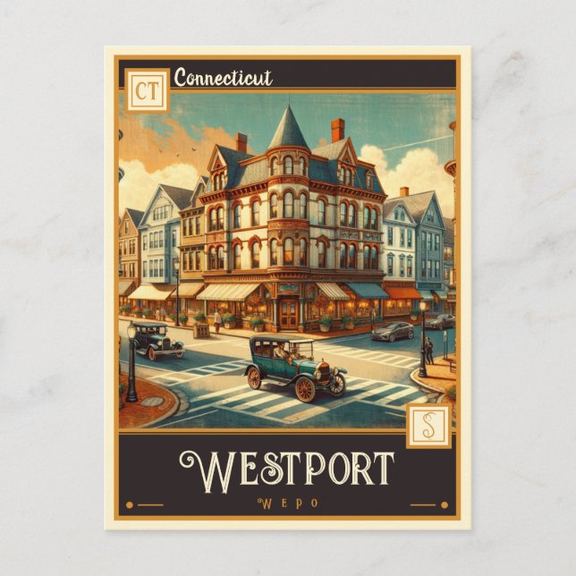 Cartão Postal Westport, Connecticut | Vintage (Frente)