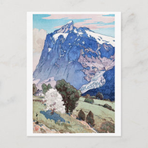 Cartão Postal Wetterhorn, Hiroshi Yoshida, Woodcut