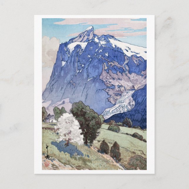 Cartão Postal Wetterhorn, Hiroshi Yoshida, Woodcut (Frente)