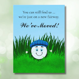 Cartão Postal We've Moved Funny Golf Ball in Rough Personalized