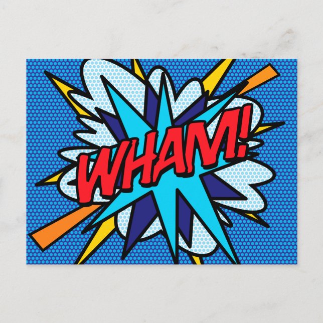Cartão Postal WHAM Diversão Retrô Quadrinhos Arte Pop (Frente)