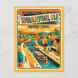 Cartão Postal Wharton Nova Jersey Canal Morris Vintage Estilo