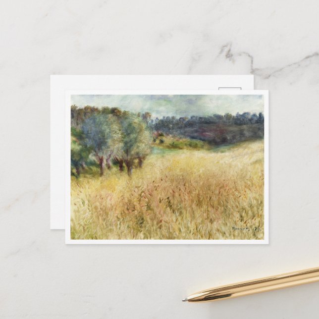 Cartão Postal Wheatfield por Auguste Renoir (Frente/Verso In Situ)