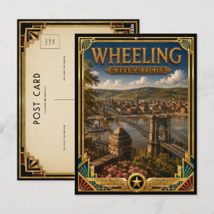Cartão Postal Wheeling West Virginia Arte Deco Antigo Idade Dour