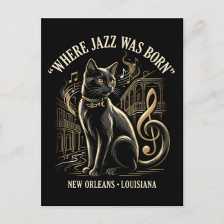 Cartão Postal Where Jazz Was Born New Orleans Black Cat Heritage