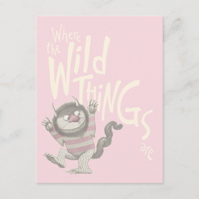 Cartão Postal Where the Wild Things Are Quote - Pink (Frente)