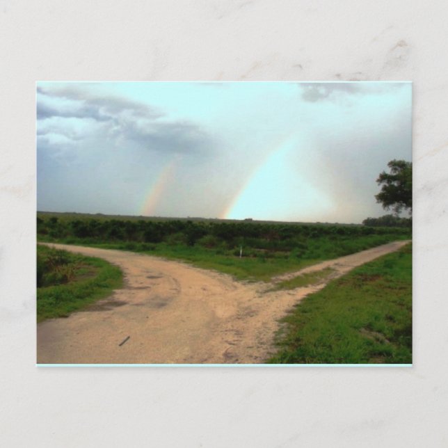 Cartão Postal Which way now~Double Rainbow at Crossroads (Frente)