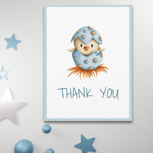 Cartão Postal Whimical Blue Baby Bird Hating Obrigado