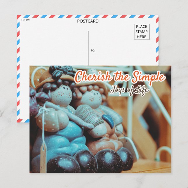 Cartão Postal Whimsic Cerâmica Figurines Vintage (Frente/Verso)