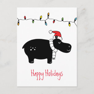 Cartão Postal Whimsic Christmas Hippo
