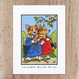 Cartão Postal Whimsic Happy Corgi Dog Personalizado