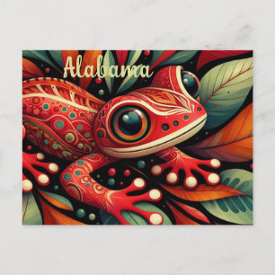 Cartão Postal Whimsical Alabama State Red Colinas Salamander