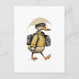 Cartão Postal Whimsical Cartoon Duck Postcard
