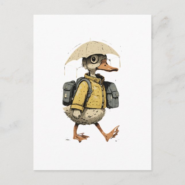 Cartão Postal Whimsical Cartoon Duck Postcard (Frente)