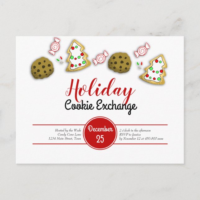 Cartão Postal Whimsical de Bolachas de Natal (Frente)