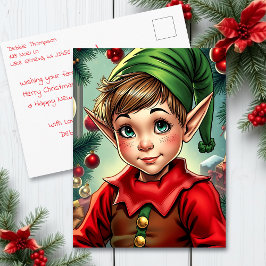 Cartão Postal Whimsical Elf | Personalized Christmas