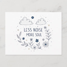 Cartão Postal Whimsical Floral Soul Quote Line Art