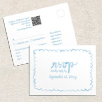 Whimsical Light Blue QR Code Média Choices RSVP
