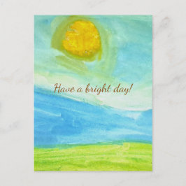 Cartão Postal Whimsical Naive Art Sun Landscape