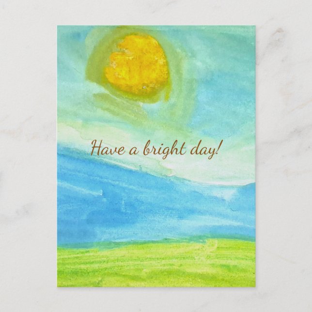 Cartão Postal Whimsical Naive Art Sun Landscape (Frente)