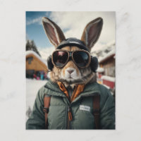 Whimsical Snowboard Bunny