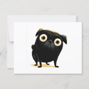 Cartão Postal Whimsso Black Big Eyed Pug