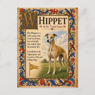 Cartão Postal Whippet, Arte do Bestiário Medieval