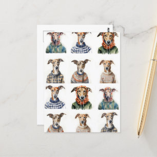 Cartão Postal Whippet Watercolor
