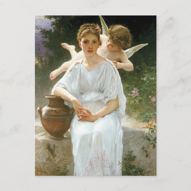 Cartão Postal "Whisperings of Love" de Bouguereau (Frente)