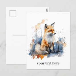 Cartão Postal Whispers da Raposa Selvagem em Aquarela, personali