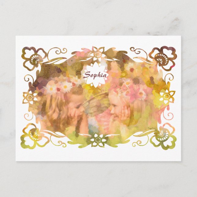 Cartão Postal Whispers of Magic: Two Fairy Friends in a Garden (Frente)