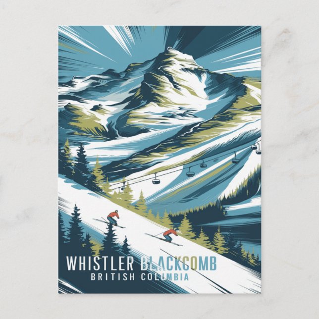 Cartão Postal Whistler Blackcomb Mountain Skiing (Frente)