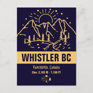 Cartão Postal Whistler British Columbia Canada Minimalist Ski