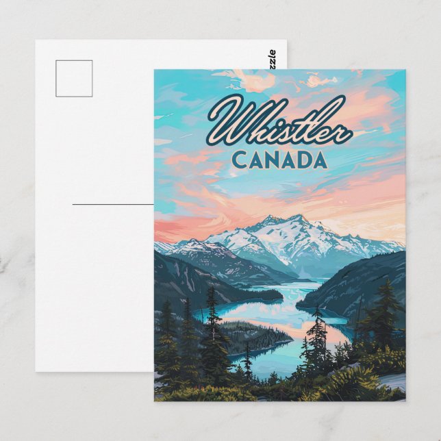 Cartão Postal Whistler Canada British Columbia Ski Resort Retro (Frente/Verso)