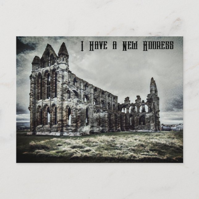 Cartão Postal Whitby Abbey Gothic Change of Address (Frente)
