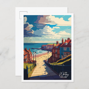 Cartão Postal Whitby England Art Viagens vintage Ilustração