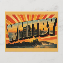 Cartão Postal Whitby Inglaterra Arte de Viagem Vintage
