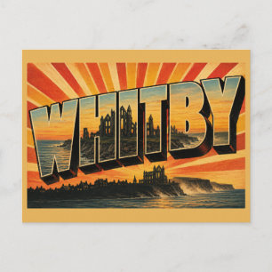 Cartão Postal Whitby Inglaterra Arte de Viagem Vintage