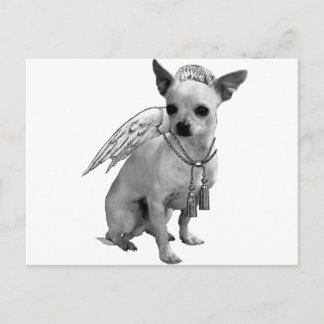 Cartão Postal White Chihuahua Angel Wings