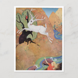 Cartão Postal White Deer and Girl por Dorothy Lathrop