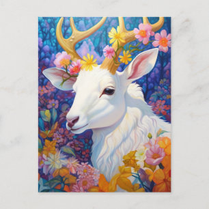 Cartão Postal White Deer Beautfiul Fantasy Art